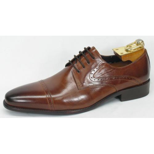 Carrucci Brown Genuine Calf Skin Leather Oxford Shoes KS099-720